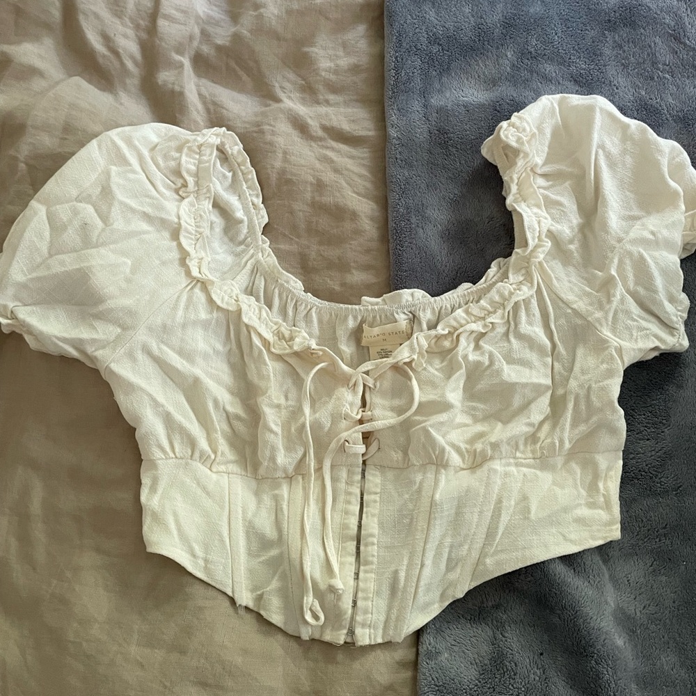 Altar'd State Cream Ruffled Blouse